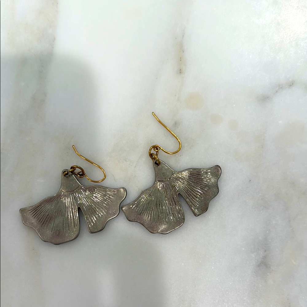 Tory Burch Silver and Gold Fan Earrings